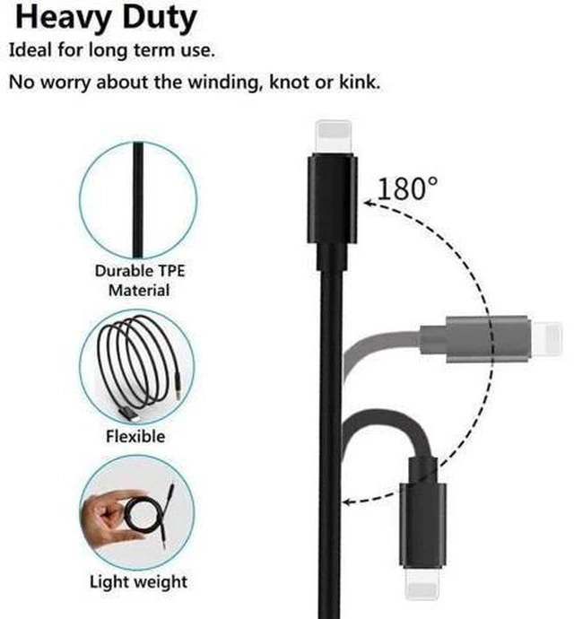 Alt view image 2 of 7 - Aux Cord for iPhone in Car Lightning to 3.5mm Aux Stereo Audio Cable 3.3FT Adapter Compatible with iPhone 13/12/11/XS/XR/X/8/7 for Car Home Stereo Speaker Headphone - Black 3.3 ft.