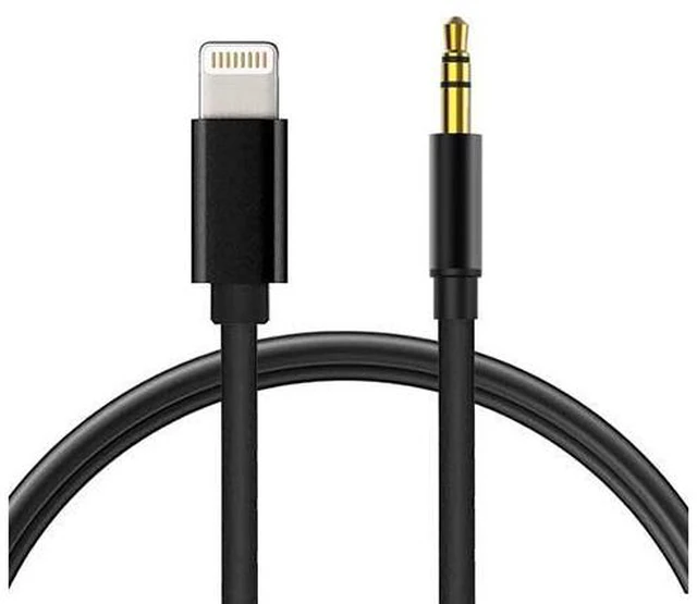 Main image of Aux Cord for iPhone in Car Lightning to 3.5mm Aux Stereo Audio Cable 3.3FT Adapter Compatible with iPhone 13/12/11/XS/XR/X/8/7 for Car Home Stereo Speaker Headphone - Black 3.3 ft.