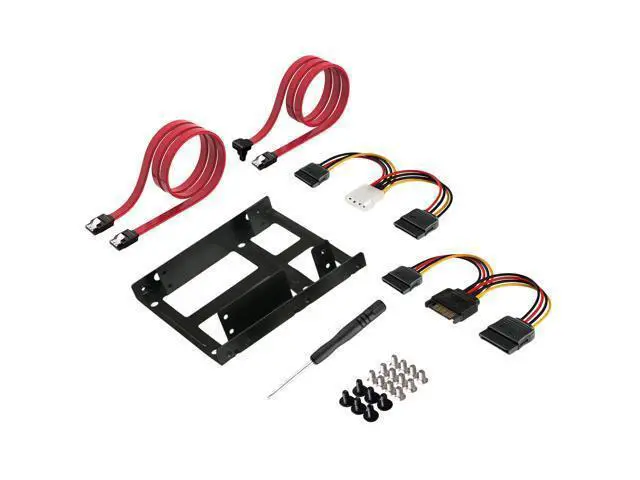 Alt view image 2 of 7 - 2.5" Hard Drives Dual SSD HDD to 3.5" Mounting Bracket Kit Drive Bay Adapter with Internal Hard Disk Drive SATA Power Cables Compatible with SATA 3.0