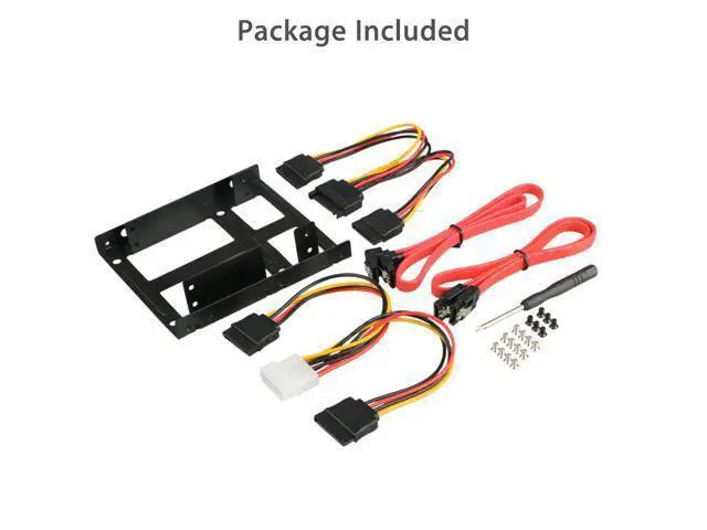 Alt view image 7 of 7 - 2.5" Hard Drives Dual SSD HDD to 3.5" Mounting Bracket Kit Drive Bay Adapter with Internal Hard Disk Drive SATA Power Cables Compatible with SATA 3.0