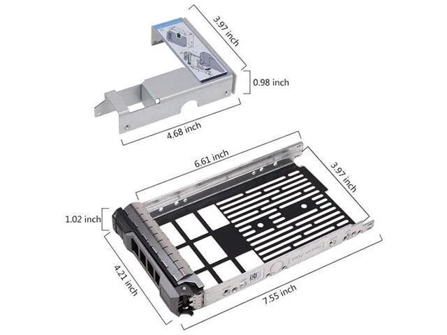 Alt view image 4 of 5 - 3.5 Inch Hard Drive Caddy Tray for Dell PowerEdge Servers - with 2.5 Inch HDD Adapter NVMe SSD SAS SATA Bracket