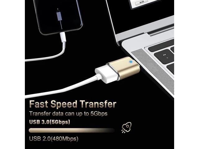 Alt view image 2 of 6 - USB C to USB Adapter 2 Pack Type C Male to USB 3.0 Female Adapter Compatible with MacBook Pro 2019 2018 MacBook Air 2022 2020 2019 2018 Black & Gold