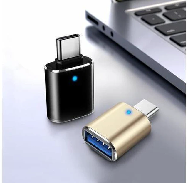 Alt view image 6 of 6 - USB C to USB Adapter 2 Pack Type C Male to USB 3.0 Female Adapter Compatible with MacBook Pro 2019 2018 MacBook Air 2022 2020 2019 2018 Black & Gold