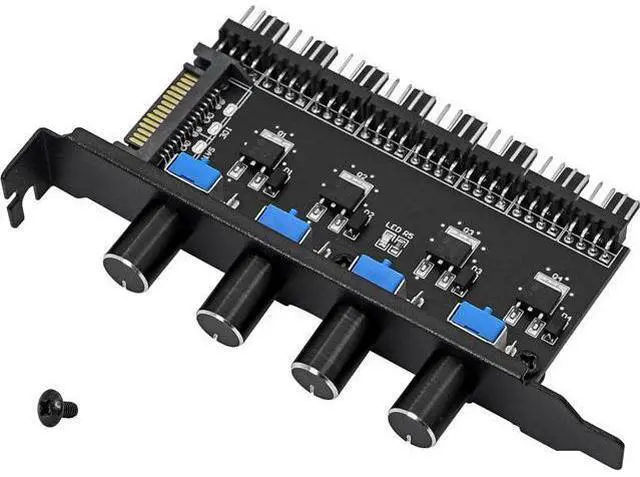Main image of 4 Knob Cooling Fan Speed Controller PC 8 Channels Fan Hub for CPU Case HDD VGA PWM Fan PCI Bracket 12V Fan Control- SATA Power Supply (SATA 4 Knob)
