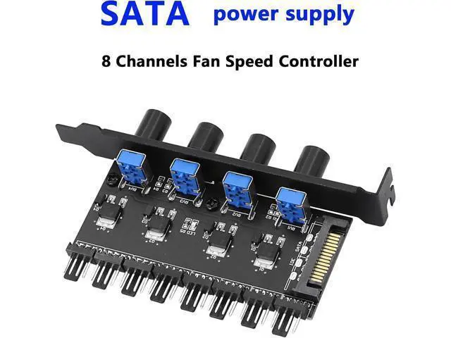Alt view image 2 of 5 - 4 Knob Cooling Fan Speed Controller PC 8 Channels Fan Hub for CPU Case HDD VGA PWM Fan PCI Bracket 12V Fan Control- SATA Power Supply (SATA 4 Knob)