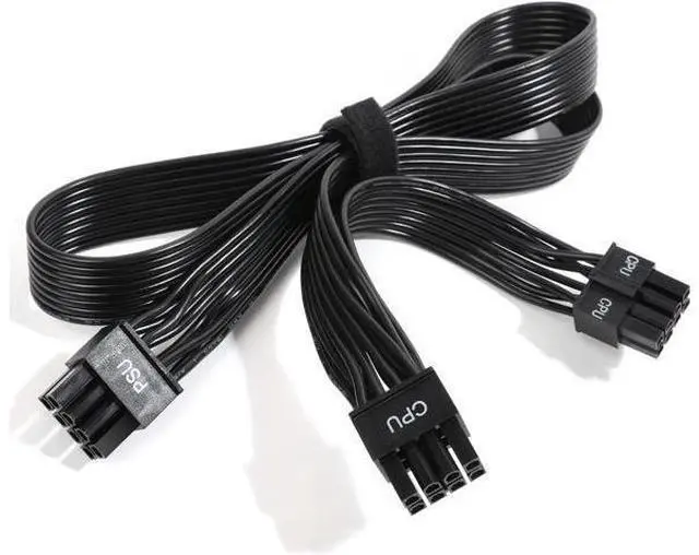 Main image of PSU CPU 8 Pin to Dual 8 (4+4) Pin EPS Cable Male to Male CPU Power Cable for Seasonic Focus Prime ASUS ROG Thor Strix Modular Power Supply (70cm+15cm)