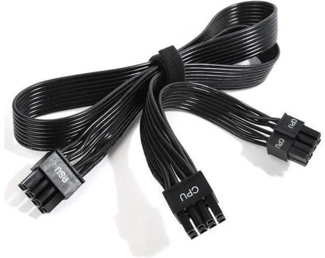 Alt view image 6 of 7 - PSU CPU 8 Pin to Dual 8 (4+4) Pin EPS Cable Male to Male CPU Power Cable for Seasonic Focus Prime ASUS ROG Thor Strix Modular Power Supply (70cm+15cm)
