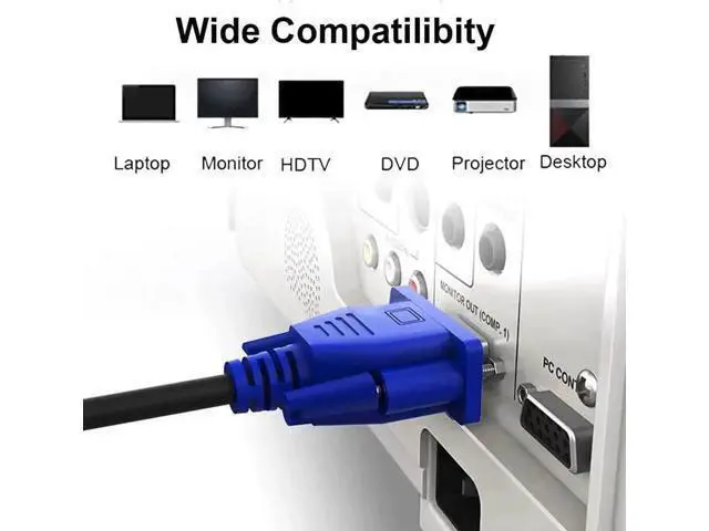 Alt view image 2 of 7 - VGA Cable 5 Feet 5-Pack, Male VGA to VGA Male Monitor Computer Cable Adapter Cord HD15 1080P Full HD High Resolutionfor TV Computer Projector-Blue