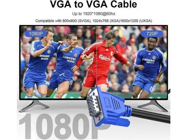 Alt view image 5 of 7 - VGA Cable 5 Feet 5-Pack, Male VGA to VGA Male Monitor Computer Cable Adapter Cord HD15 1080P Full HD High Resolutionfor TV Computer Projector-Blue