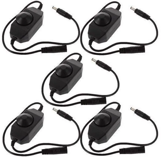 Main image of Inline Manual Dimmer Switch for LED Strip Light, Black 5 Pack