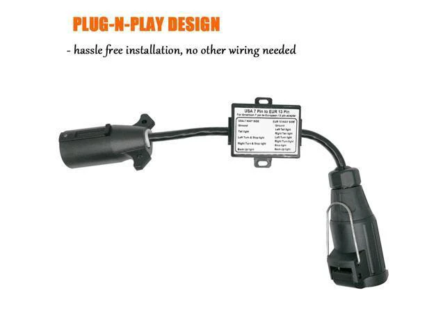 Alt view image 7 of 7 - CARROFIX Trailer Light Adapter Converter US Vehicle 7-Way Plug to European 13-Pin Round Connector