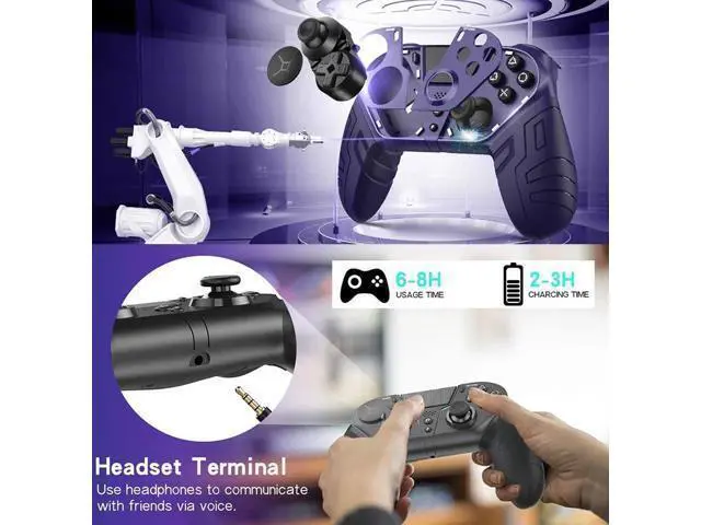 Alt view image 7 of 7 - WISDUM Wireless Game Gamepad For PS4 Elite/Slim/Pro Dualshock 4 Controller With Programmable Back Button Support Turbo