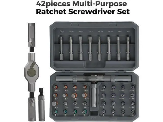 Alt view image 3 of 7 - 42 in 1 Magnetic Screwdriver Set, DIY Ratchet Screwdriver Set, Removable Self-assembly Precision Screwdriver Kit, Magnetic DIY Precision Tool Kit for PC Laptop Mobile Cell Phone Digital Watch