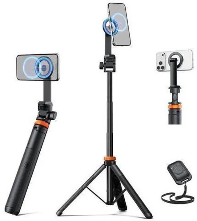 Main image of 63" Magsafe Tripod, Tripod for iPhone & Magnetic Selfie Stick Tripod with Remote, Strong Magnetic Phone Holder for Magsafe, Extendable Phone Tripod Stand for iPhone/Android