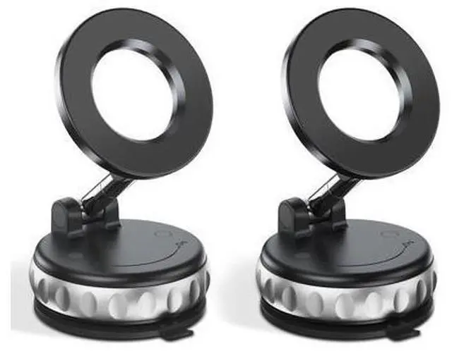 Main image of 2-Pack Vacuum Suction Magnetic Phone Holder for Car Dashboard, Windshield - Hands-Free Strong Grip Mount with 360° Rotation for iPhone & Android Phones