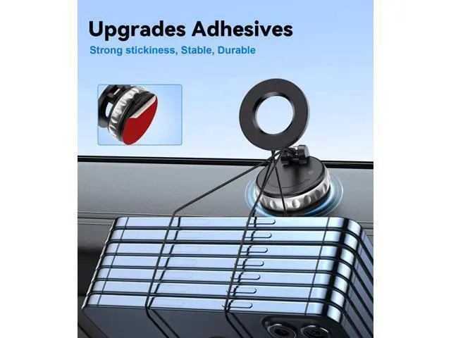 Alt view image 3 of 7 - 2-Pack Vacuum Suction Magnetic Phone Holder for Car Dashboard, Windshield - Hands-Free Strong Grip Mount with 360° Rotation for iPhone & Android Phones