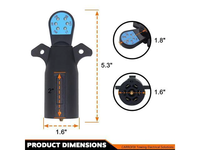 Alt view image 5 of 7 - CARROFIX Vehicle Side 7 Way Trailer Light Tester 7-Pin Blade RV Style Connector Tester LED Circuit Detector for Taillight, Turn Signal, Brake Light