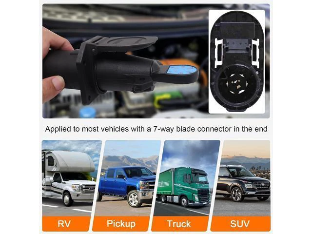 Alt view image 6 of 7 - CARROFIX Vehicle Side 7 Way Trailer Light Tester 7-Pin Blade RV Style Connector Tester LED Circuit Detector for Taillight, Turn Signal, Brake Light