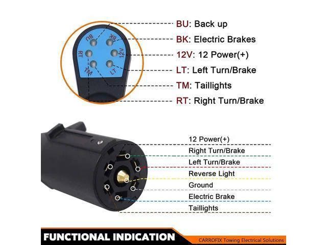 Alt view image 4 of 7 - CARROFIX Vehicle Side 7 Way Trailer Light Tester 7-Pin Blade RV Style Connector Tester LED Circuit Detector for Taillight, Turn Signal, Brake Light