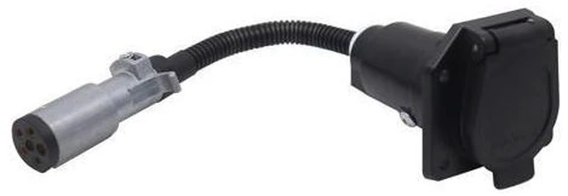 Main image of CARROFIX Vehicle-Side 6-Way Round to 7-Way RV Blade Trailer Wiring Adapter, 6 Pole on Truck to 7 Blade on Trailer Connector, Flexible Wire Gives More Turning Radius