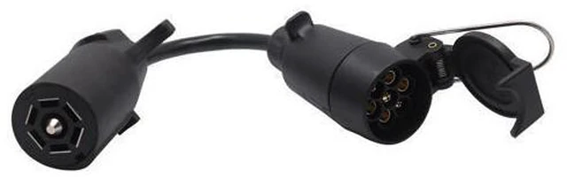 Main image of CARROFIX American Style Vehicle-end 7 Way Blade Connector to European Style Trailer 7 Pin Round Plug