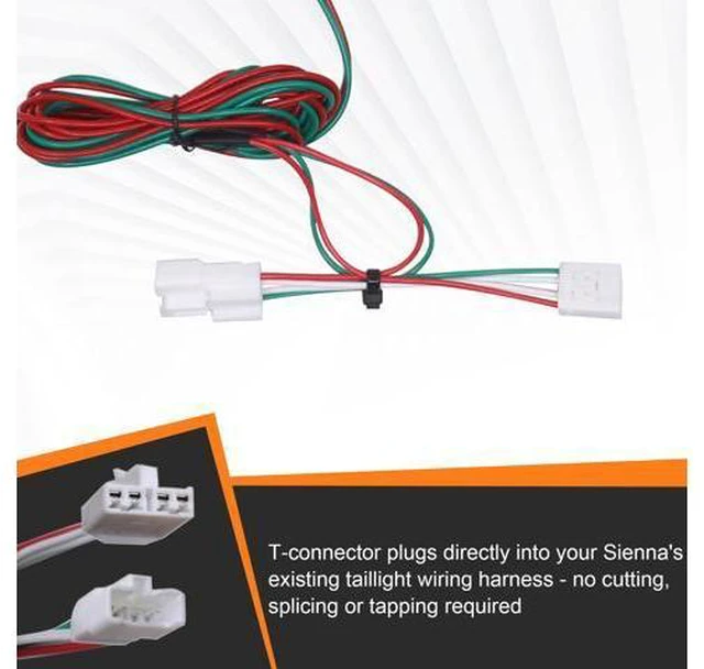 Alt view image 3 of 7 - CARROFIX Custom Fit T-Connector 55580 Vehicle Wiring Kit Harness with 4-Way Flat Trailer Connector for 2004-2010 Toyota Sienna
