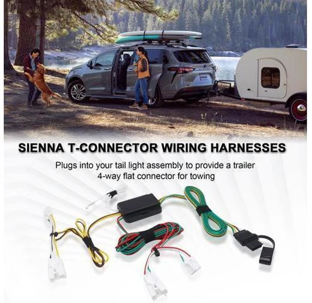 Alt view image 7 of 7 - CARROFIX Custom Fit T-Connector 55580 Vehicle Wiring Kit Harness with 4-Way Flat Trailer Connector for 2004-2010 Toyota Sienna