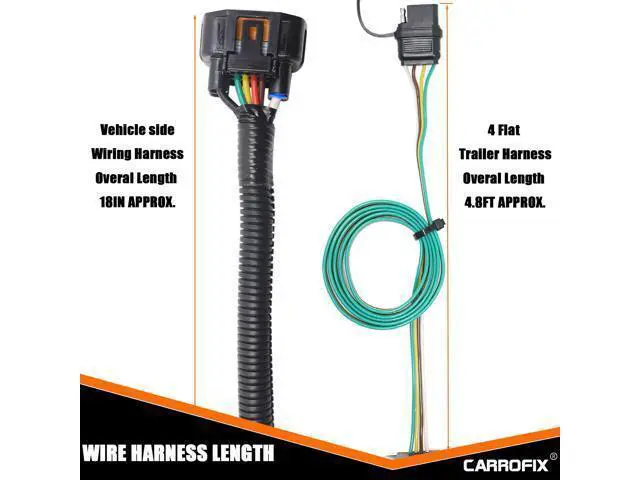 Alt view image 4 of 7 - Vehicle-Side Wiring Harness Kit w/ 4 Pin Flat Trailer Connector for Hyundai KIA