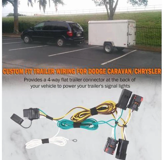 Alt view image 6 of 7 - CARROFIX Custom Fit T-Connector Harness 4 Way Flat Trailer Hitch Wiring Vehicle-Side 4 Pole Flat Connector, Compatible with 2004 - 2007 Chrysler Town & Country, 2004 - 2007 Dodge Caravan, 2004 - 2007