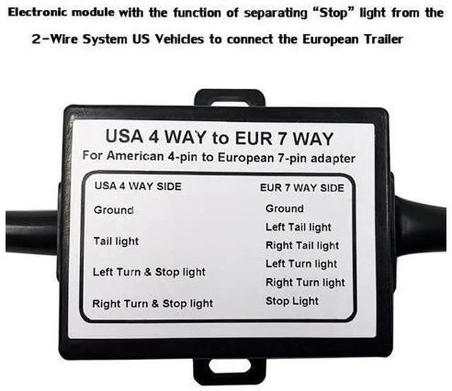 Alt view image 6 of 7 - CARROFIX USA to EU Trailer Light Converter US 4-Way Flat Plug to EU 7-Way Round Connector