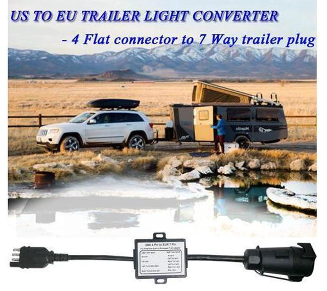 Alt view image 7 of 7 - CARROFIX USA to EU Trailer Light Converter US 4-Way Flat Plug to EU 7-Way Round Connector