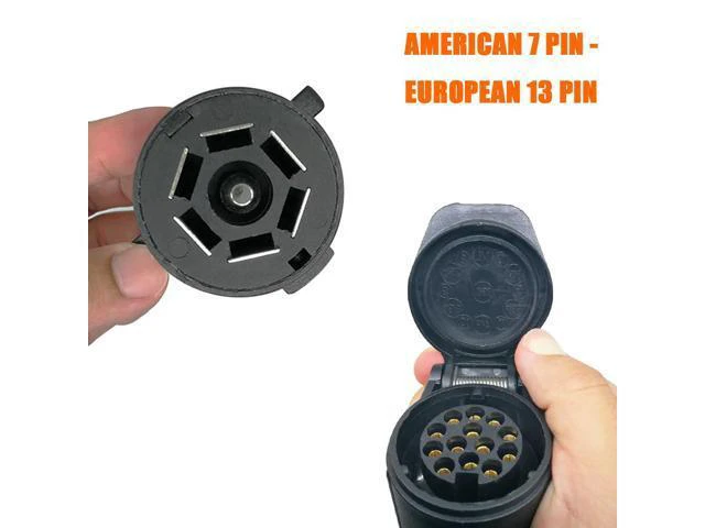 Alt view image 3 of 7 - CARROFIX Trailer Light Adapter Converter US Vehicle 7-Way Plug to European 13-Pin Round Connector