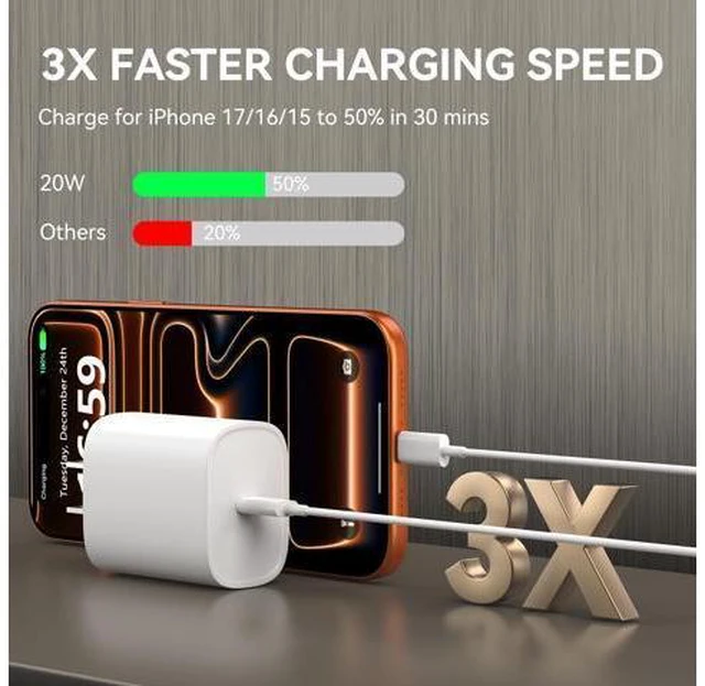 Alt view image 2 of 6 - iPhone 17 16 15 Charger Fast Charging, 10 FT Long USB C Charger Cord with 20W Type C Fast Phone Charging Block for iPhone 17/17 Pro/17 Pro max/Air, for iPhone 16 15 Pro Max Plus, iPad, Android