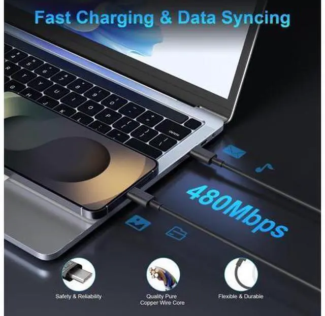Alt view image 7 of 7 - 45W 2Pack Super Fast Charger USB C Dual Port Android Phone Charger Type C Fast Charging Block with 10FT Type-C Charger Cord for Samsung Galaxy S26 Ultra/S26/S26+/S25/S24/S23/S22/S21+/iPhone 17/16/15
