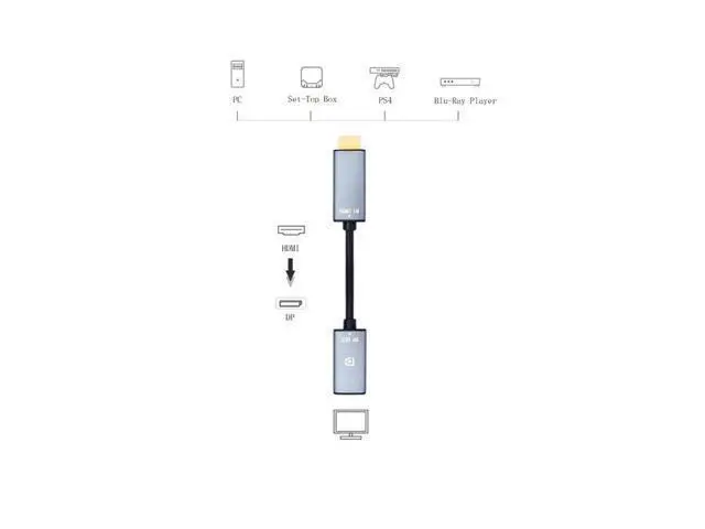 Alt view image 2 of 7 - HDMI to DisplayPort Adapter 4K@60Hz High Speed HDMI Male to DP Female Converter Cable Compatible for PC Graphics Card Laptop Mini NS PS5/4 Xbox One/360
