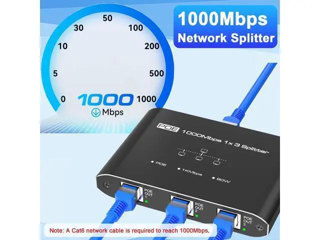 Alt view image 6 of 7 - PoE Switch 1 in 3 Out, 3 Port Gigabit PoE Splitter, IEEE 802.3at/af Compliant, 30W per Port Power Over Ethernet Hub for IP Cameras/Access Points/VoIP Phones (328 Ft), Network for Cat5e/6/7/8 Cable
