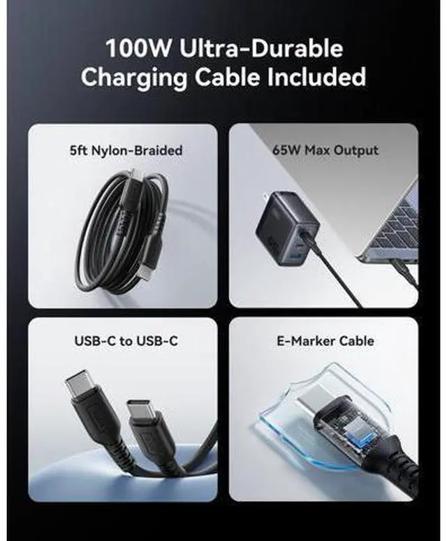 Alt view image 5 of 7 - INIU 65W USB C Charger Block, 3-Port GaN Fast Charging Adapter with 100W Cable & Advanced Protection, Foldable Travel Charger for iPhone 17 16 15 Pro Max, iPad, Samsung S26 S25 Ultra, Pixel eReaders