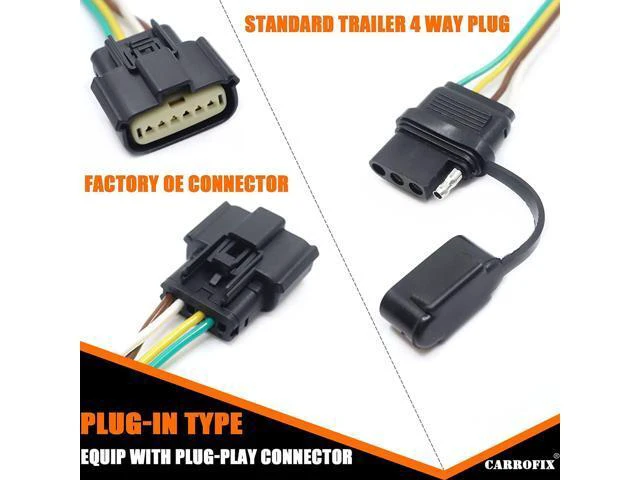 Alt view image 6 of 7 - CARROFIX Custom Fit Vehicle-Side Wiring Harness with 4-Pole Flat Trailer Connector for Chevy Equinox/GMC Terrain