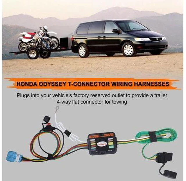 Alt view image 7 of 7 - CARROFIX Custom-Fit Vehicle Wiring Kit with 4 Way Flat Trailer Connector for 2018-2023 Honda Odyssey - Simple Plug-in Odyssey Hitch Wiring Harness
