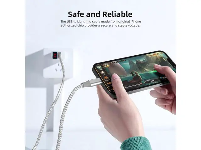 Alt view image 5 of 7 - iPhone Charger 3 Pack 10 ft Apple MFi Certified Lightning Nylon Braided Cable Fast Charging Cord Compatible with iPhone 13 12 11 Pro Max XR XS X 8 7 6 Plus SE iPad and More