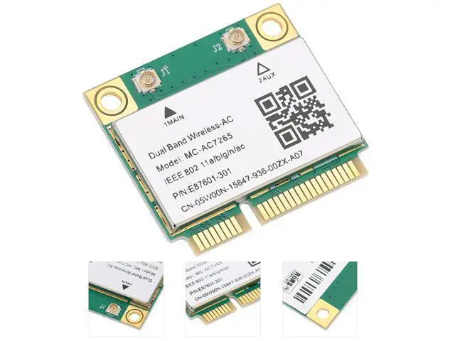 Alt view image 3 of 3 - Wireless Network Card Mini PCIE Gigabit Network Double Band Network Card for Bluetooth 4.2 Wireless MCAC7265 Easy Install