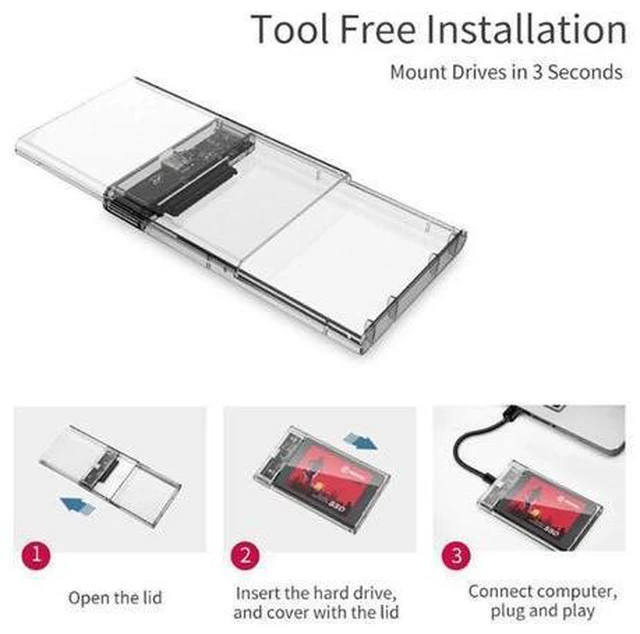 Alt view image 2 of 3 - USB3.1 Gen1 to Type-C HDD Enclosure of 2.5 inch Hard Disk Case SSD SATA3 to USB 3.1 Box USB C HDD Case Gen1 5GBps SSD