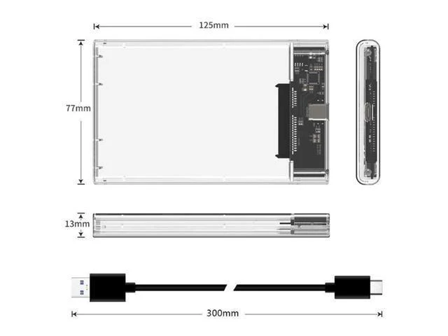 Alt view image 3 of 3 - USB3.1 Gen1 to Type-C HDD Enclosure of 2.5 inch Hard Disk Case SSD SATA3 to USB 3.1 Box USB C HDD Case Gen1 5GBps SSD