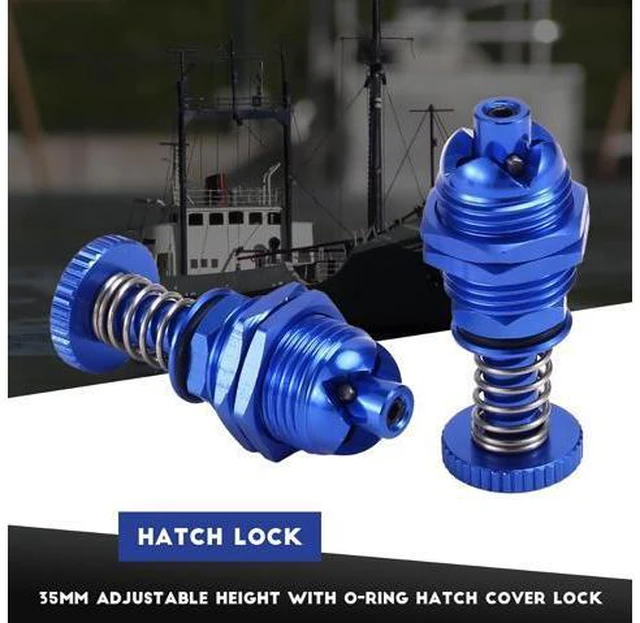Alt view image 3 of 7 - 2Pcs 35mm Height Push Butto Hatch Cabin Spring Cover Lock for RC Boat Ship Body Shell Spare Parts Blue
