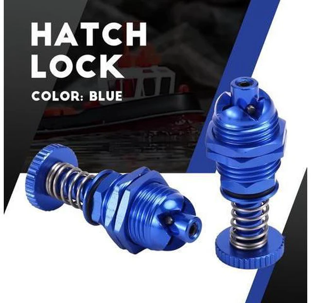 Alt view image 6 of 7 - 2Pcs 35mm Height Push Butto Hatch Cabin Spring Cover Lock for RC Boat Ship Body Shell Spare Parts Blue