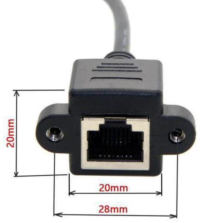 Alt view image 2 of 5 - 30cm 8P8C FTP STP UTP Cat 5e Male to Female Lan Ethernet Network Extension Cable with Panel Mount Holes
