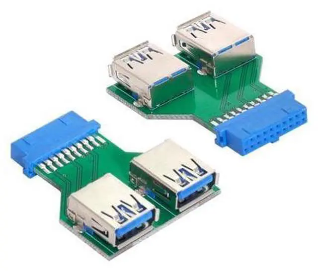 Main image of For Motherboard Dual USB 3.0 A Type Female to Motherboard 20/19 Pin Box Header Slot Adapter PCBA