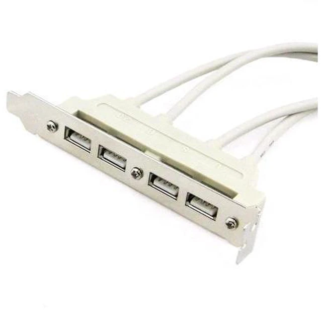 Alt view image 2 of 3 - PCI 4 PORTS USB 2.0 Female Screw to Motherboard 9pin header cable with bracket
