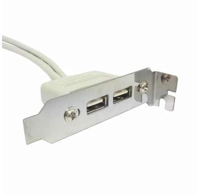 Alt view image 2 of 5 - Low Profile 8cm Height USB 2.0 Female Back panel to Motherboard 9pin cable with PCI bracket 30cm
