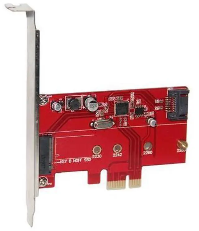 Alt view image 4 of 5 - PCIE Riser Card PCI-E 2.0 to SATA3.0+M.2 SSD Adapter ASM1061 6Gbps Support NGFF(M.2) B Key Type